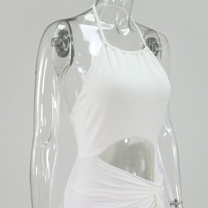 VESTIDO SAIA LONGO COM DECOTE  HATER E AMARRAÇÃO