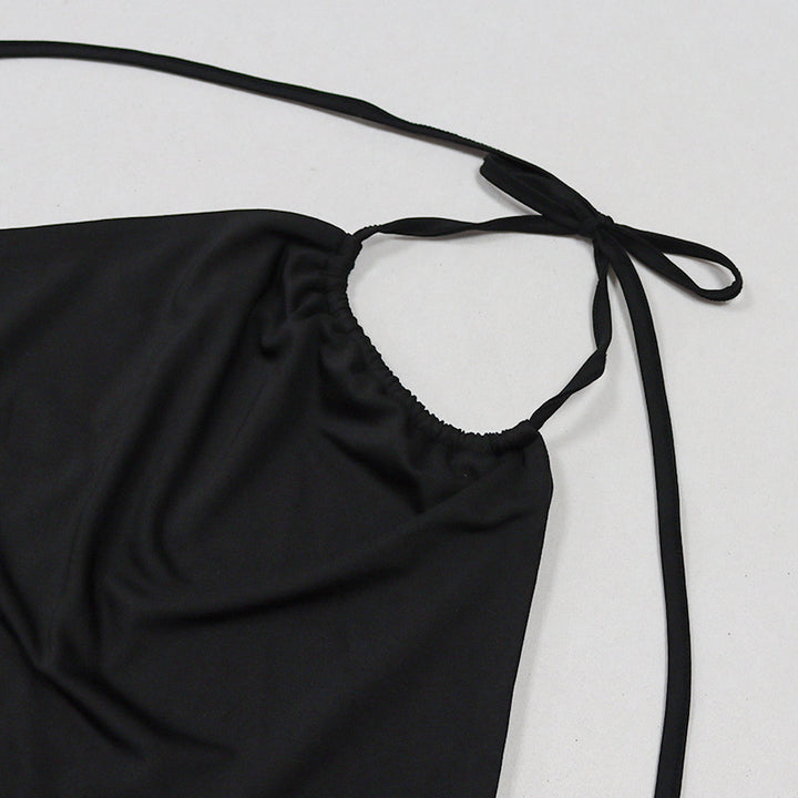 VESTIDO SAIA LONGO COM DECOTE  HATER E AMARRAÇÃO