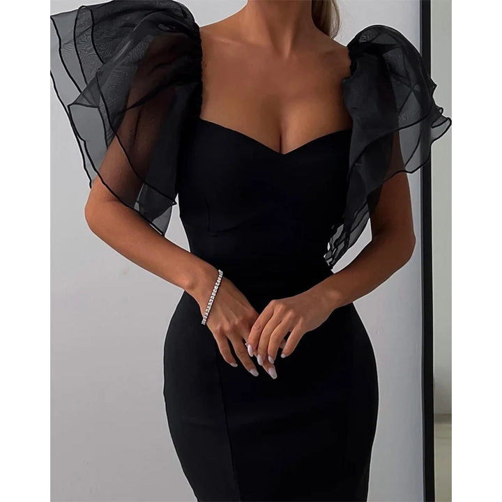 VESTIDO BODYCON DE MALHA E DE MANGA BORBOLETA