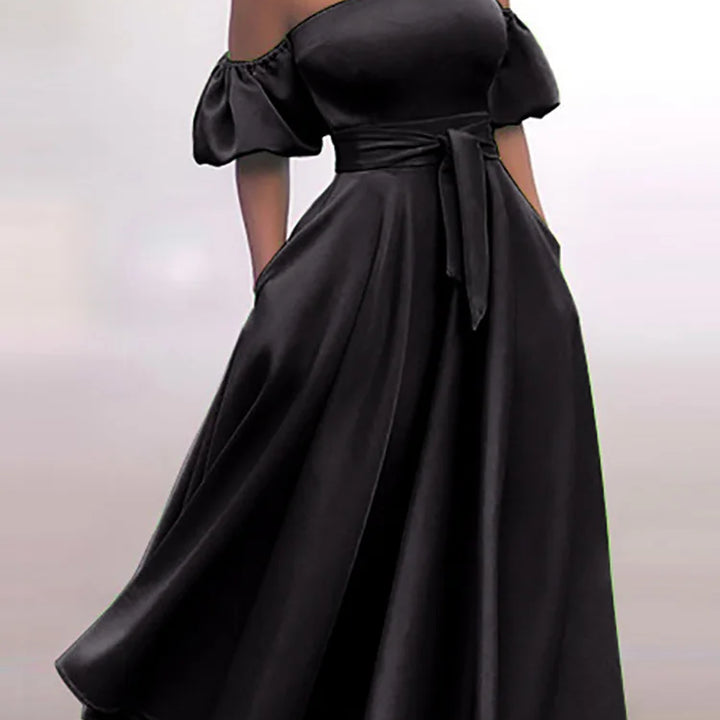 VESTIDO MIDI ELEGANTE DE OMBRO DE FORA