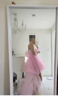VESTIDO DE BAILE SEM ALÇAS EM TULE