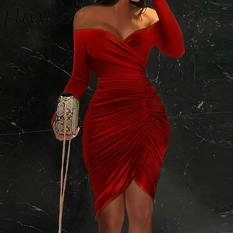 VESTIDO MINI BODYCON ELEGANTE OMBRO DE FORA