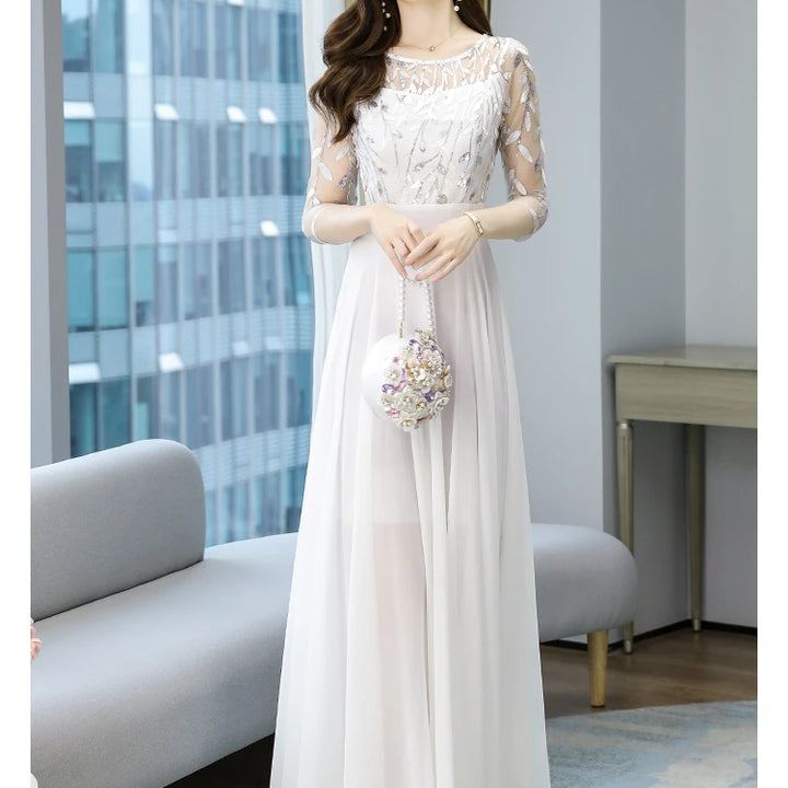 VESTIDO DE NOIVA EM CHIFFON BRANCO