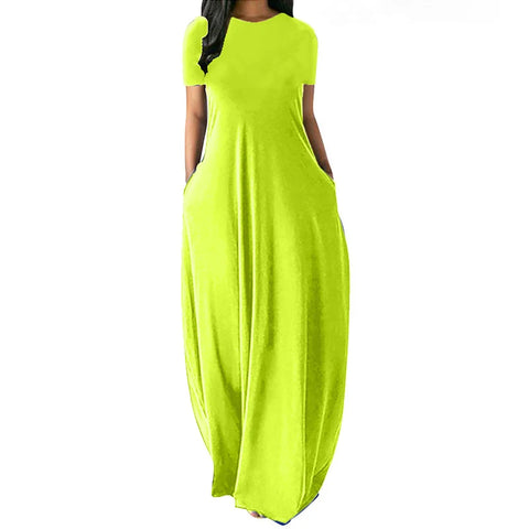 VESTIDO DE MANGA CURTA COM DECOTE LONGO,ESTILO PRAIA