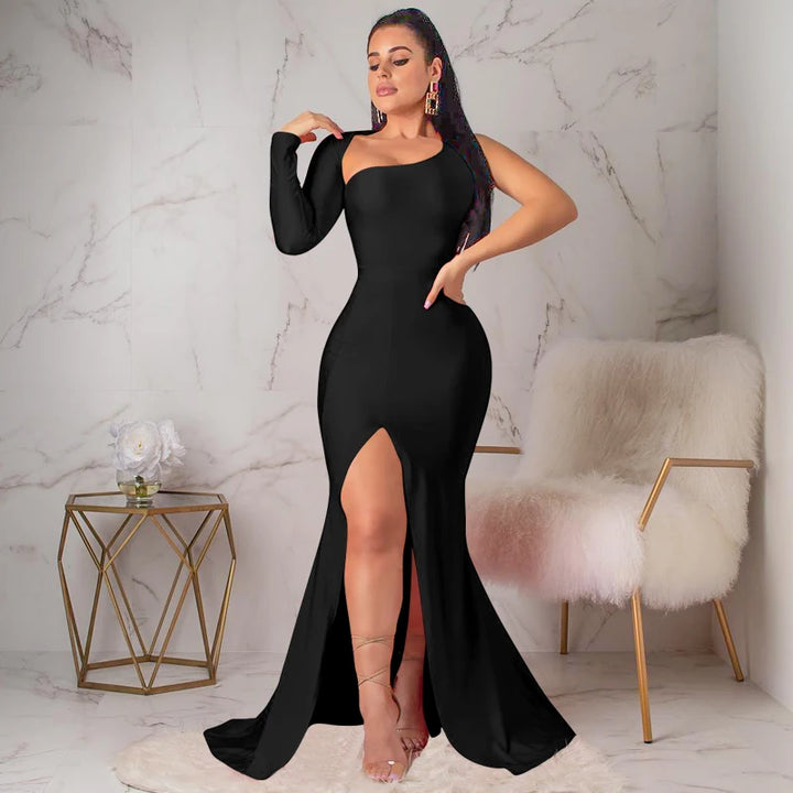 VESTIDO LONGUETTE DE MANGAS COMPRIDAS