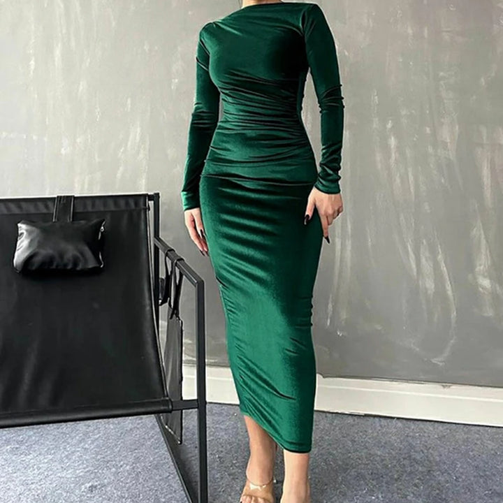 VESTIDO ELEGANTE MIDI DE VELUDO
