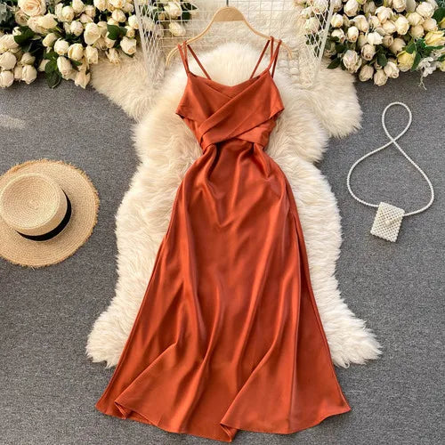 VESTIDO ELEGANTE ABERTO NAS COSTAS PLISSADO