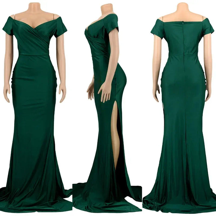 VESTIDO SEREIA COM DECOTE EM V FORA DO OMBRO