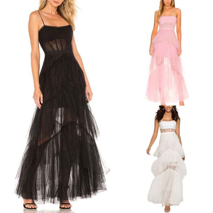 VESTIDO DE BAILE SEM ALÇAS EM TULE
