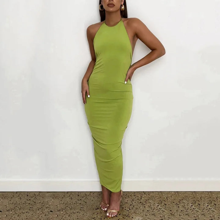 VESTIDO ELEGANTE BOOZREY MODA HALTER ABERTO NAS COSTAS