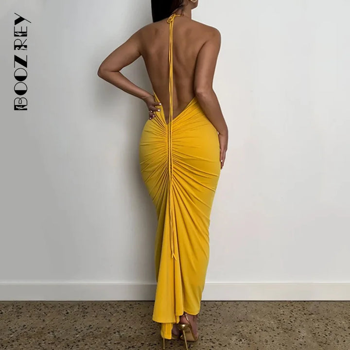 VESTIDO ELEGANTE BOOZREY MODA HALTER ABERTO NAS COSTAS