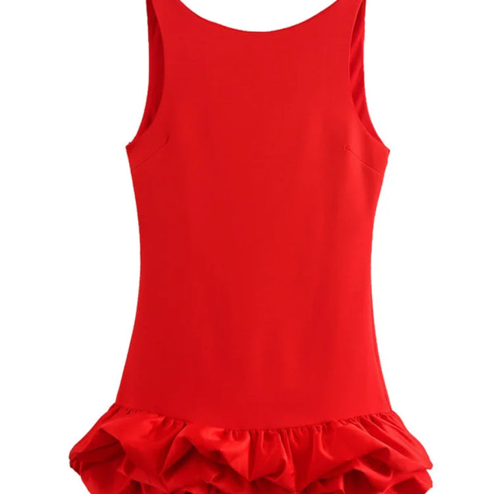 VESTIDO MINI ELEGANTE COM BABADOS