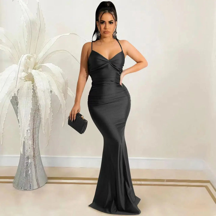 VESTIDO MAXI DE CETIM ,ELEGANTE PARA VERÕES