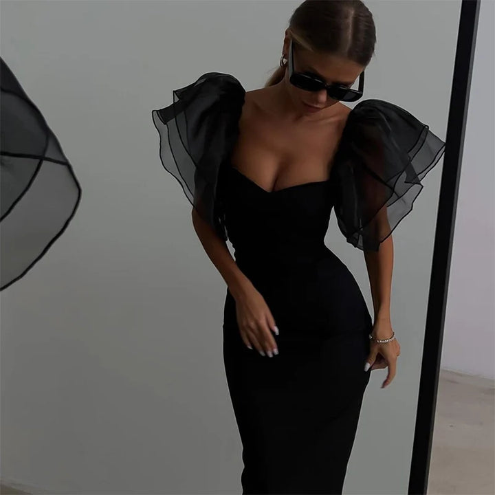 VESTIDO BODYCON DE MALHA E DE MANGA BORBOLETA