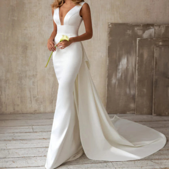VESTIDO DE NOIVA MAXI DE CINTURA ALTA