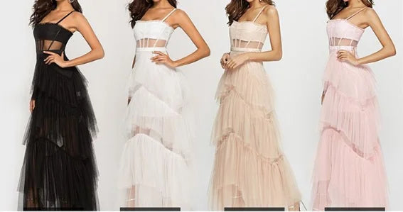 VESTIDO DE BAILE SEM ALÇAS EM TULE