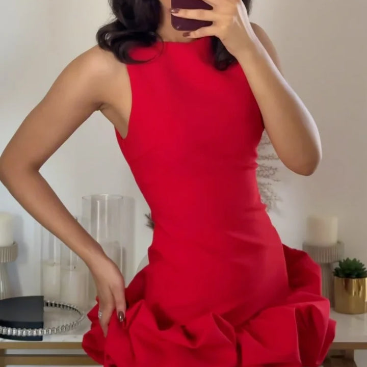 VESTIDO MINI ELEGANTE COM BABADOS