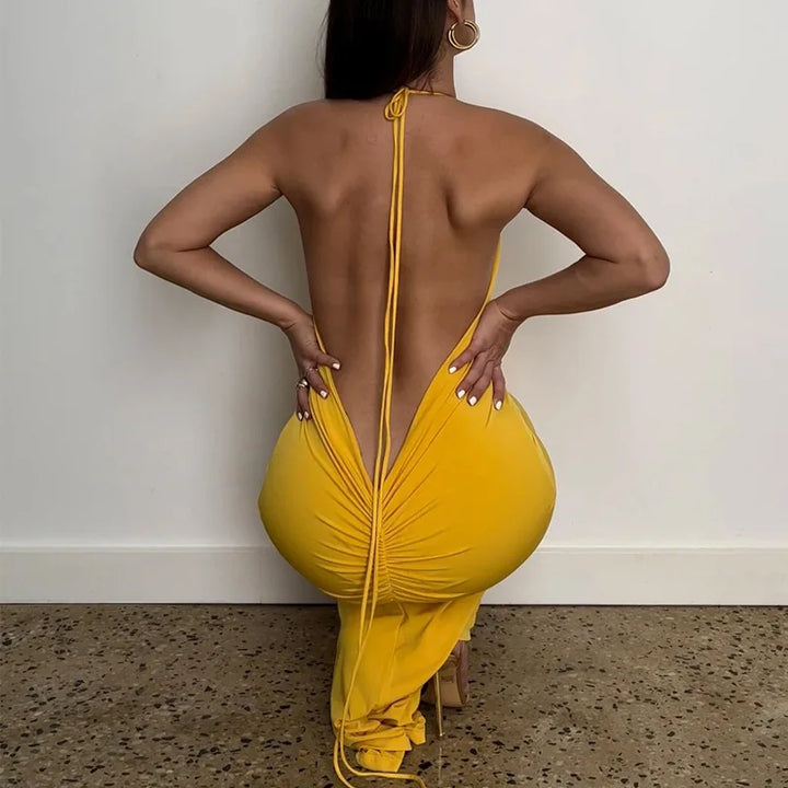 VESTIDO ELEGANTE BOOZREY MODA HALTER ABERTO NAS COSTAS