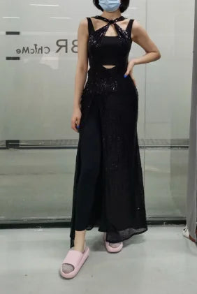 VESTIDO ELEGANTE LONGO PENDURADO NO PESCOÇO