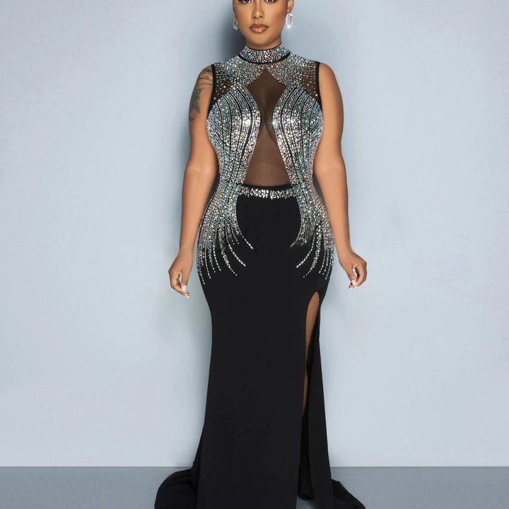 VESTIDO BODYCON DE MALHA COM STRASS
