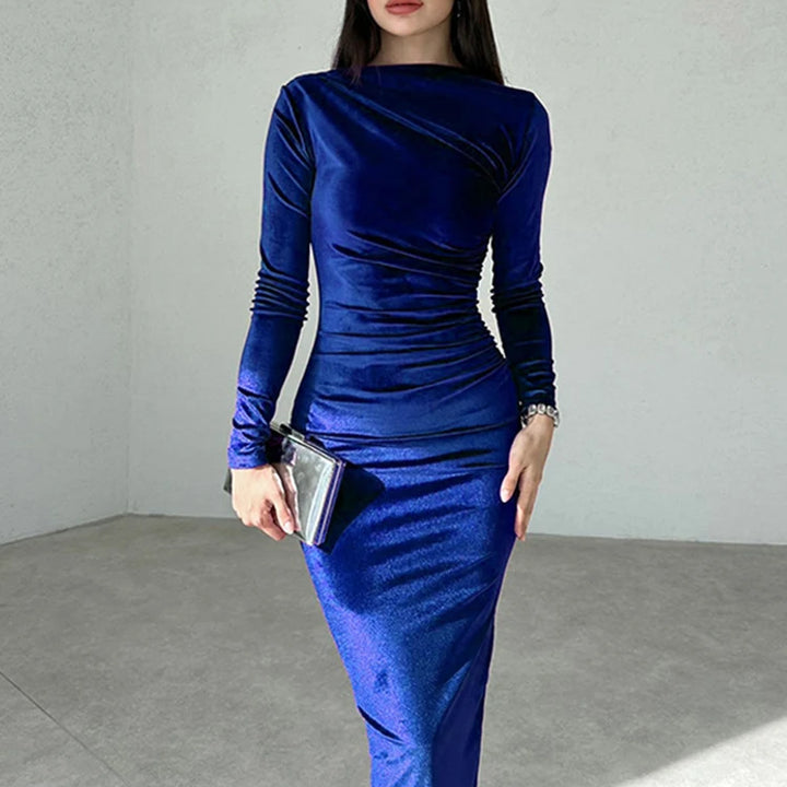 VESTIDO ELEGANTE MIDI DE VELUDO