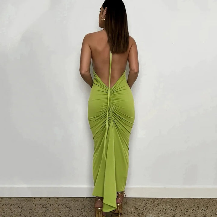 VESTIDO ELEGANTE BOOZREY MODA HALTER ABERTO NAS COSTAS