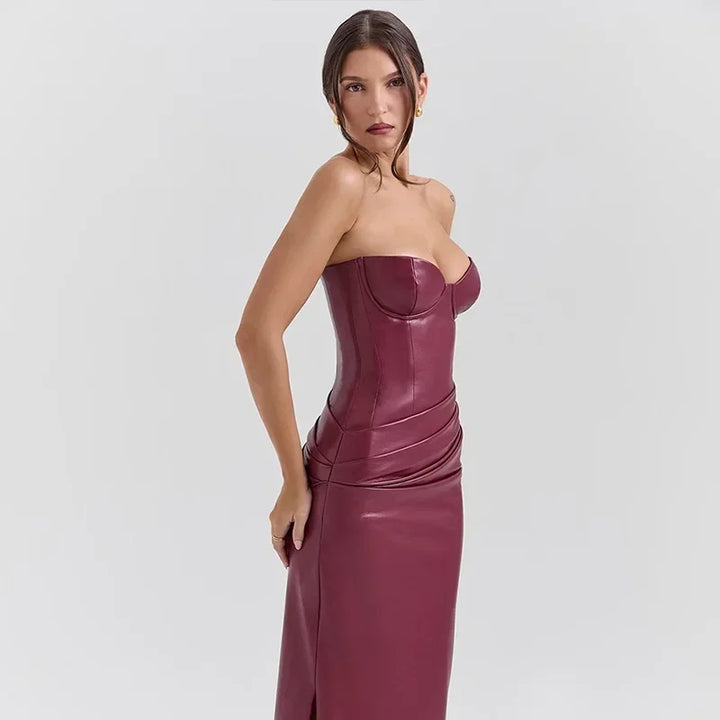 VESTIDO LONGO SEM ALÇA DE COURO