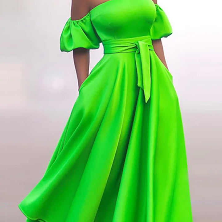 VESTIDO MIDI ELEGANTE DE OMBRO DE FORA