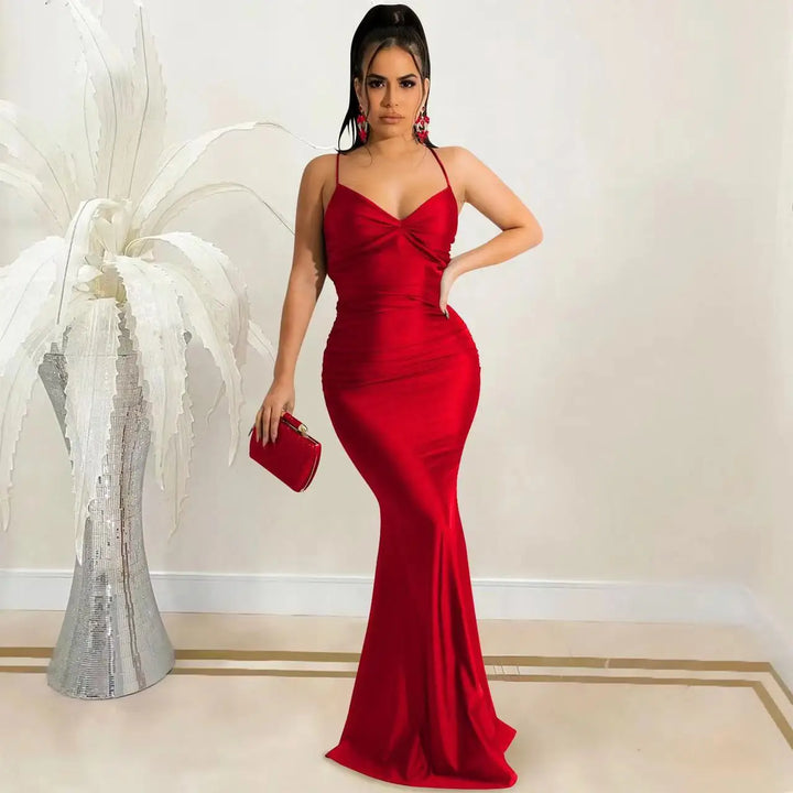 VESTIDO MAXI DE CETIM ,ELEGANTE PARA VERÕES
