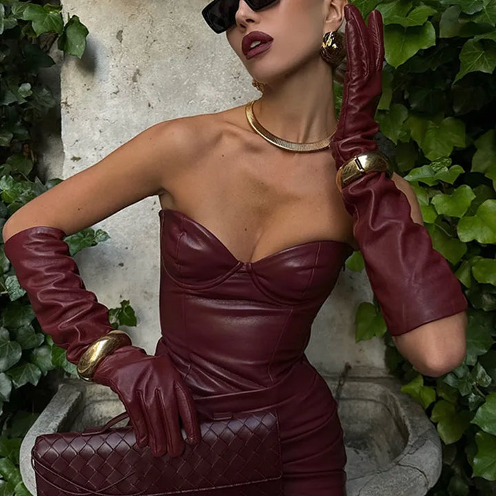 VESTIDO LONGO SEM ALÇA DE COURO