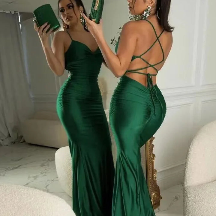 VESTIDO MAXI DE CETIM ,ELEGANTE PARA VERÕES