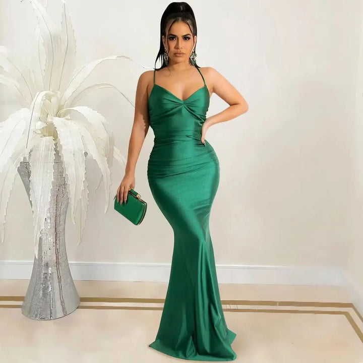 VESTIDO MAXI DE CETIM ,ELEGANTE PARA VERÕES