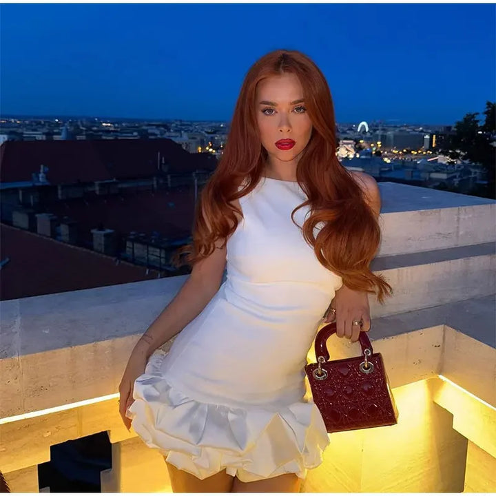 VESTIDO MINI ELEGANTE COM BABADOS