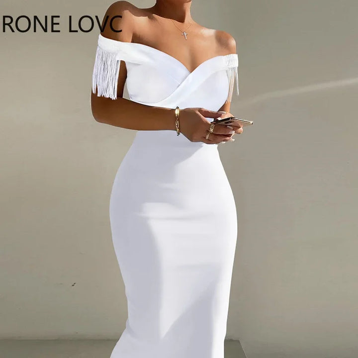 VESTIDO DE OMBRO BORLA CAÍDO