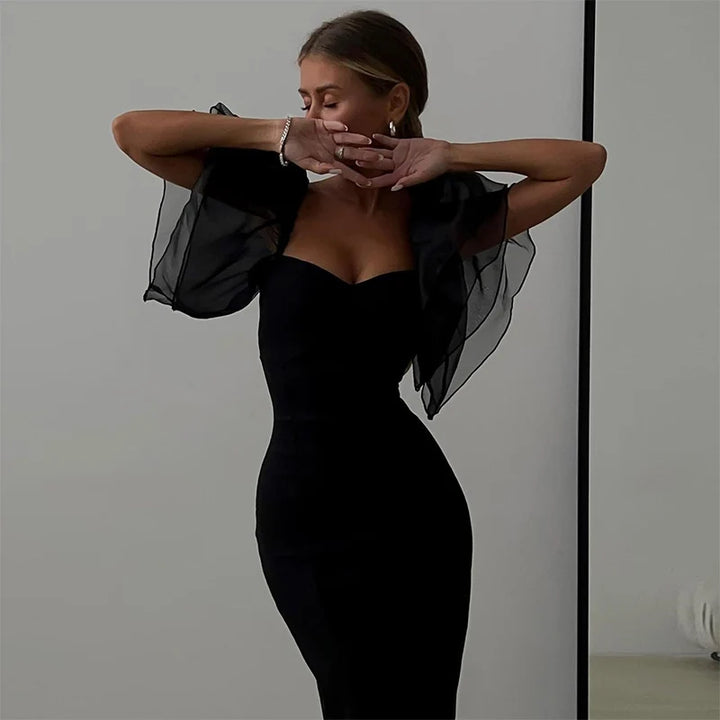 VESTIDO BODYCON DE MALHA E DE MANGA BORBOLETA