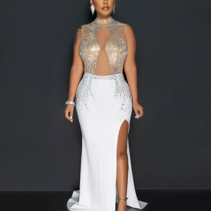 VESTIDO BODYCON DE MALHA COM STRASS
