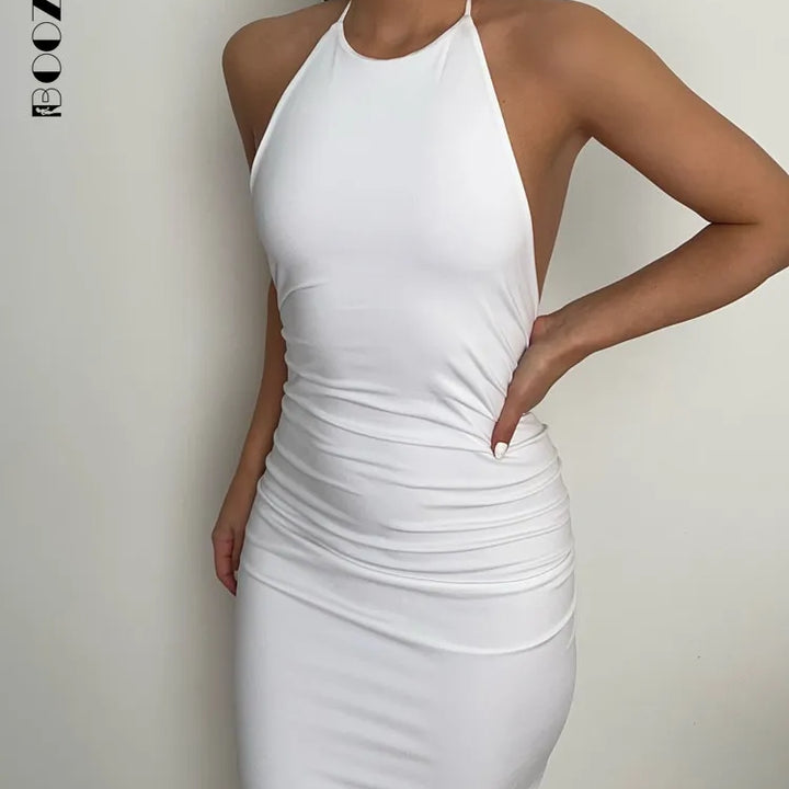 VESTIDO ELEGANTE BOOZREY MODA HALTER ABERTO NAS COSTAS