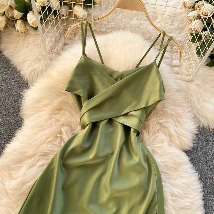 VESTIDO ELEGANTE ABERTO NAS COSTAS PLISSADO