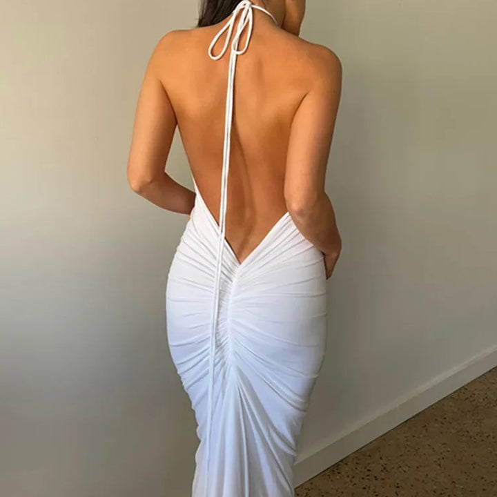 VESTIDO ELEGANTE BOOZREY MODA HALTER ABERTO NAS COSTAS