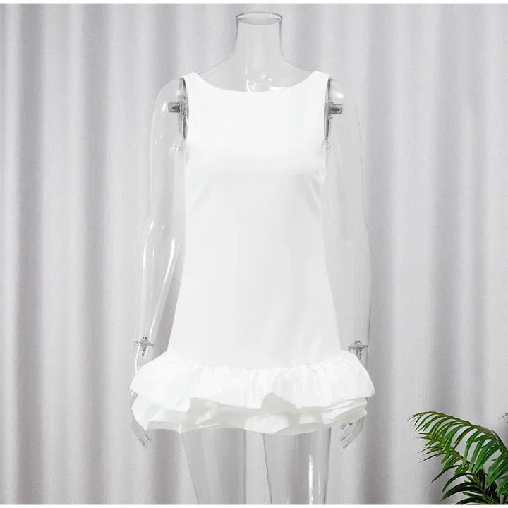 VESTIDO MINI ELEGANTE COM BABADOS