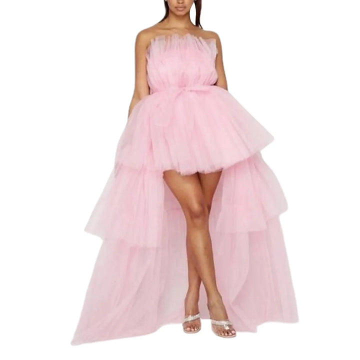 VESTIDO DE BAILE SEM ALÇAS EM TULE