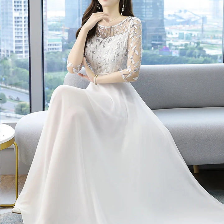 VESTIDO DE NOIVA EM CHIFFON BRANCO