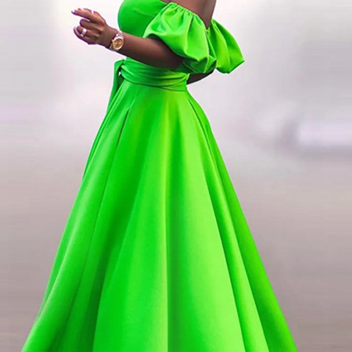 VESTIDO MIDI ELEGANTE DE OMBRO DE FORA