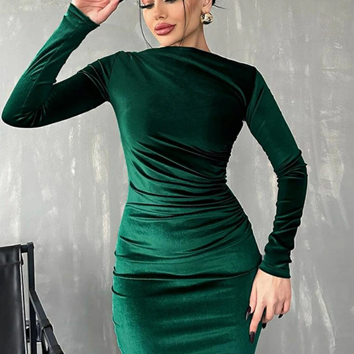VESTIDO ELEGANTE MIDI DE VELUDO
