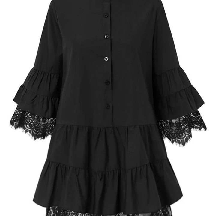 VESTIDO CURTO ELEGANTE DE RENDA COM DECOTE EM V DA CELMIA